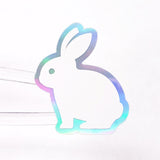 White Easter Bunny Stickers, set of 30 cute vinyl bunnies