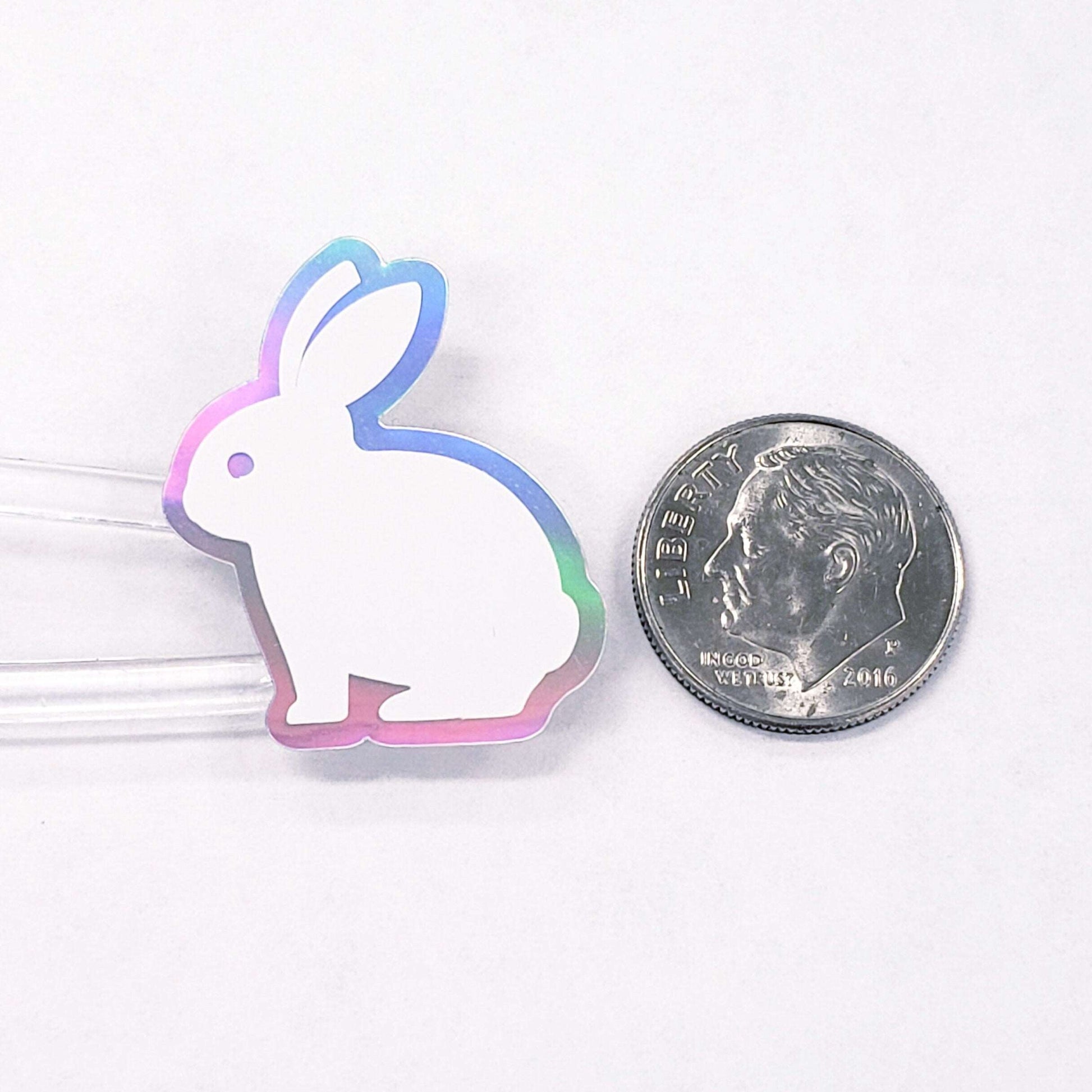 White Easter Bunny Stickers, set of 30 cute vinyl bunnies for Spring crafts, Easter baskets and cards.
