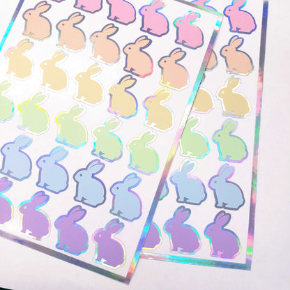 Easter Bunny Stickers, set of 30 cute vinyl bunnies in pastel colors for Spring crafts, Easter baskets and cards.