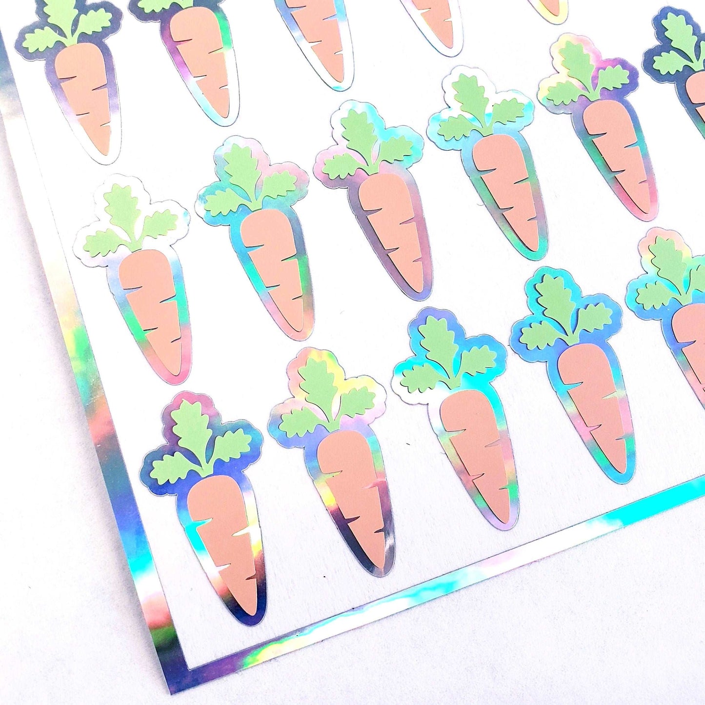 Carrot Stickers, set of 30 pretty orange and green pastel carrot stickers for Easter basket gifts, calendars, planners and recipe cards.