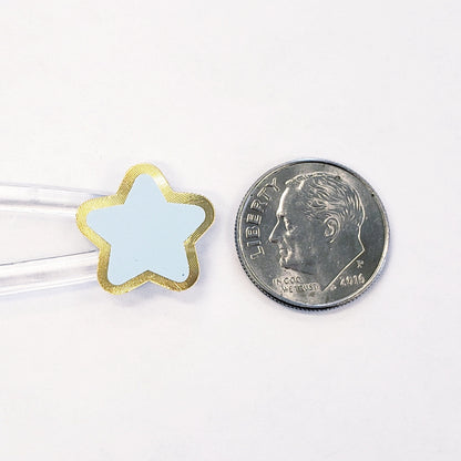 Pastel Rainbow Star Stickers, set of 70 small soft color kawaii stars for cards, envelopes, invitations, laptops and crafts. Silver outline