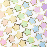 Pastel Rainbow Star Stickers, set of 70 small soft color kawaii stars for cards, envelopes, invitations, laptops and crafts. Silver outline