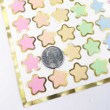 Pastel Rainbow Star Stickers, set of 70 small soft colored kawaii stars for cards, journals, envelopes, invitations, laptops and crafts.