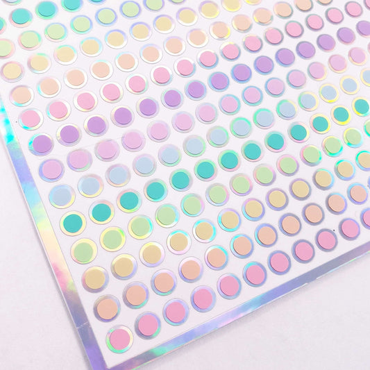 Pastel Colors Rainbow Dots Sticker Sheets, set of 368 small round multi color vinyl dot decals, one quarter inch dot stickers