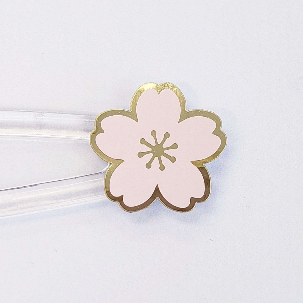 Pink Cherry Blossom Flower Stickers, set of 70 pale pink and gold Sakura flowers stickers for spring weddings, small one half inch flowers.
