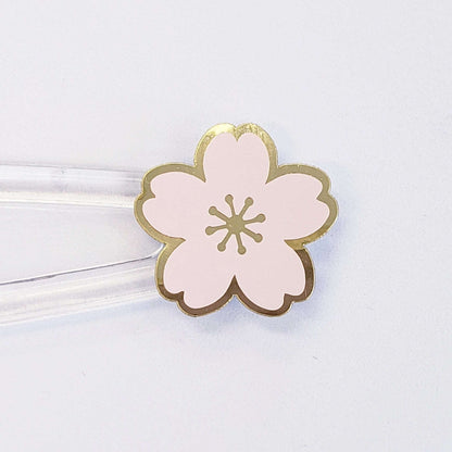 Pink Cherry Blossom Flower Stickers, set of 70 pale pink and gold Sakura flowers stickers for spring weddings, small one half inch flowers.
