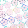 Pink Cherry Blossom Flower Stickers, set of 70 pale pink and silver Sakura flower stickers for spring weddings, small one half inch flowers.
