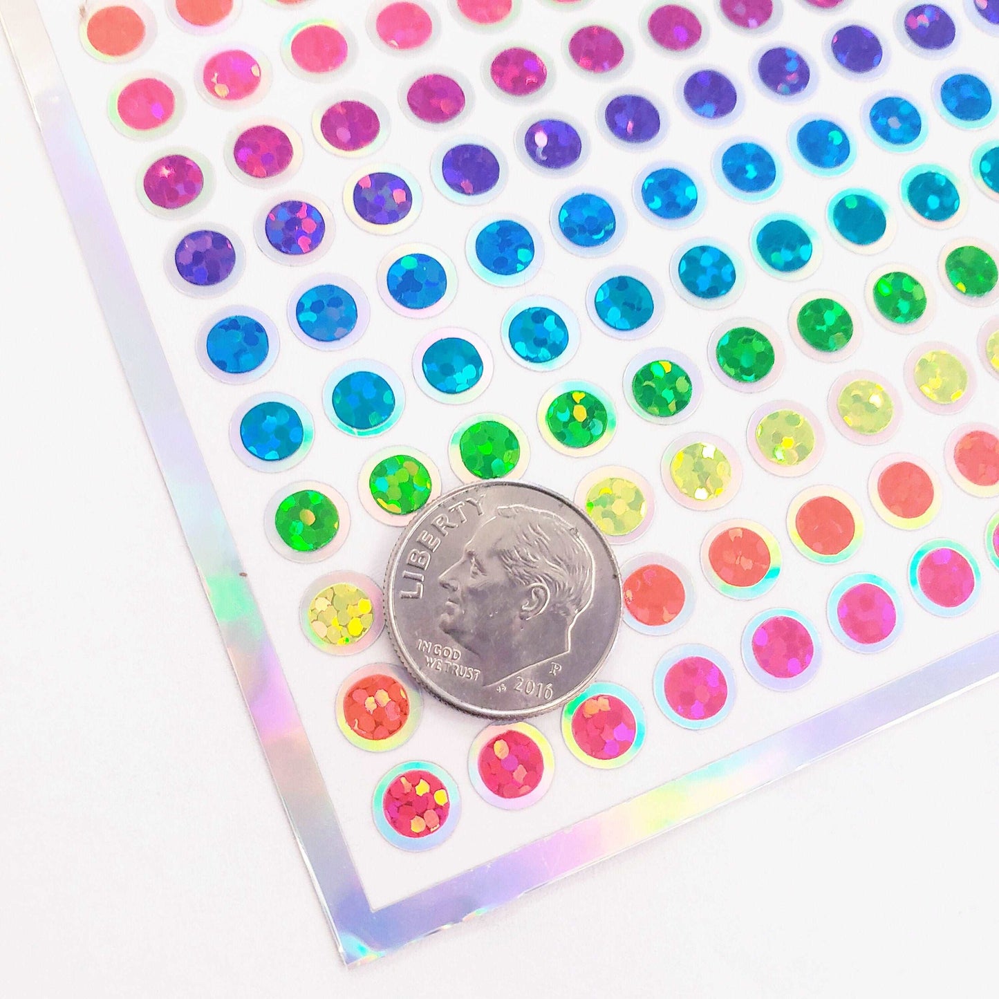 Neon Rainbow Dots Stickers, set of 368