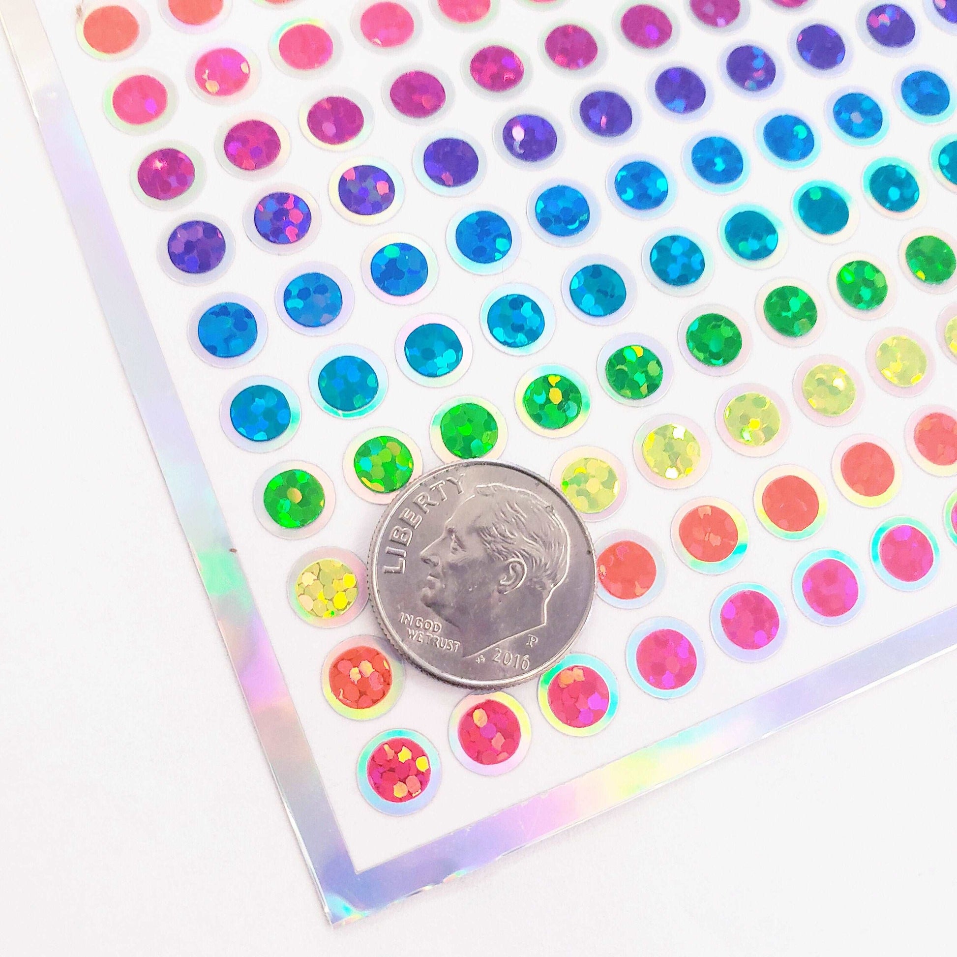 Neon Rainbow Dots Stickers, set of 368