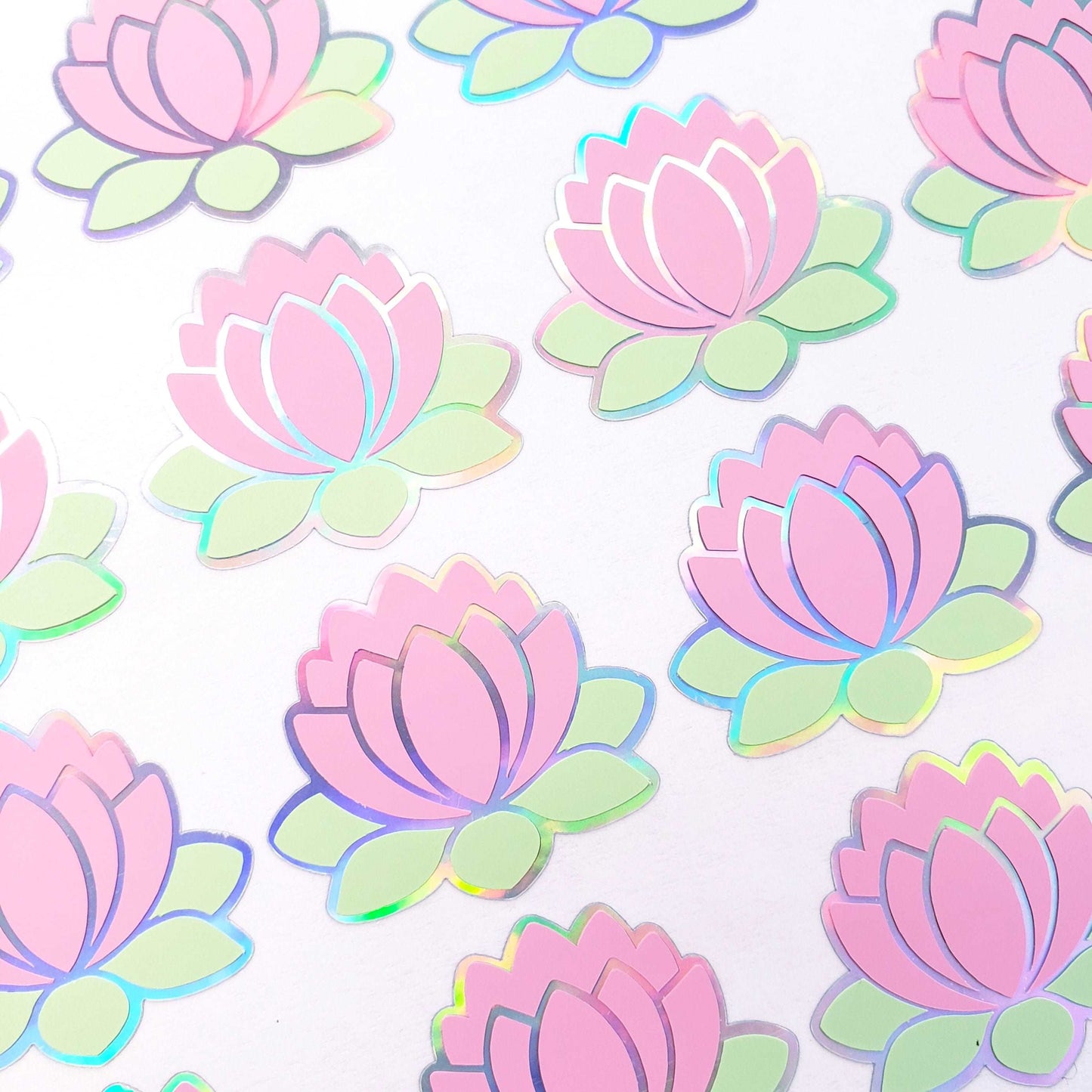 Pink Lotus Flower Stickers, set of 20 pastel light pink flower vinyl decals for Easter, Mother's Day and spring weddings. Peel and stick.