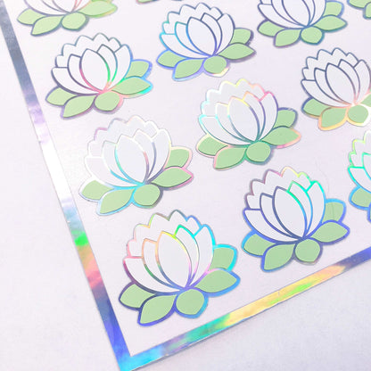 White lotus flower stickers, set of 20 peel and stick white water lily flower decals, gift for Easter, Mother's Day and spring weddings.