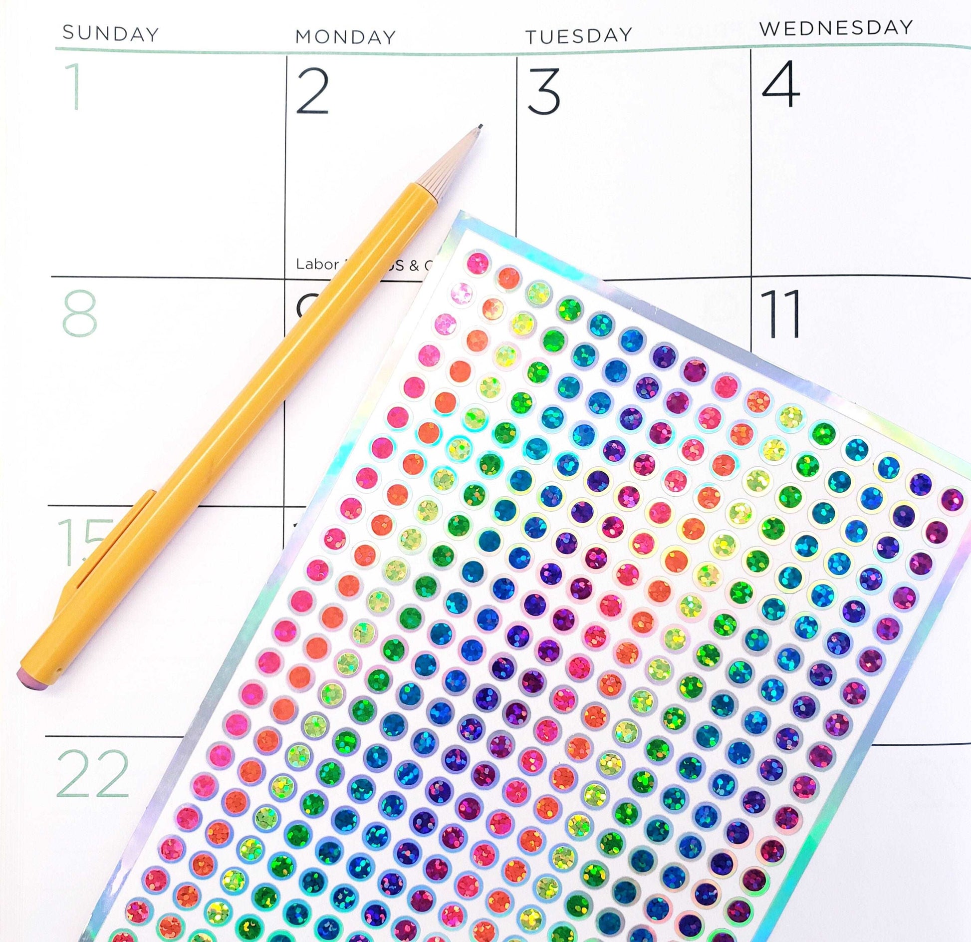Neon Rainbow Dots Stickers, set of 368