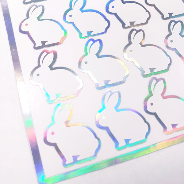 White Easter Bunny Stickers, set of 30 cute vinyl bunnies