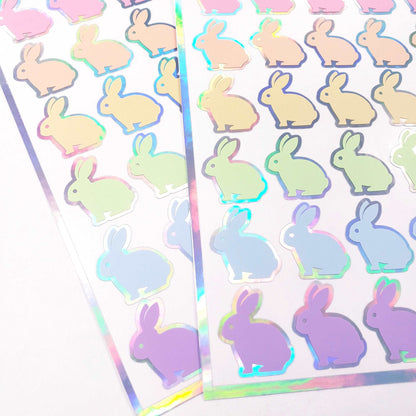 Easter Bunny Stickers, set of 30 cute vinyl bunnies in pastel colors for Spring crafts, Easter baskets and cards.