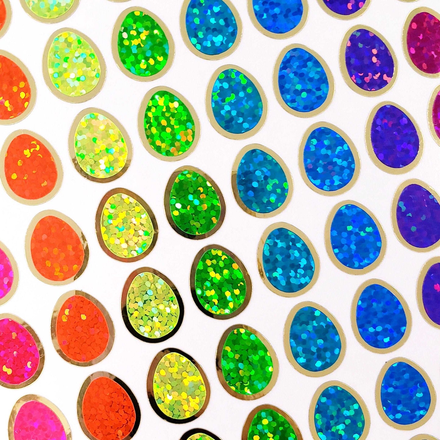 Neon and Gold Easter Egg Stickers, set of 80 small eggs for invitations, envelopes, scrapbook page embellishments, sticker gift for kids