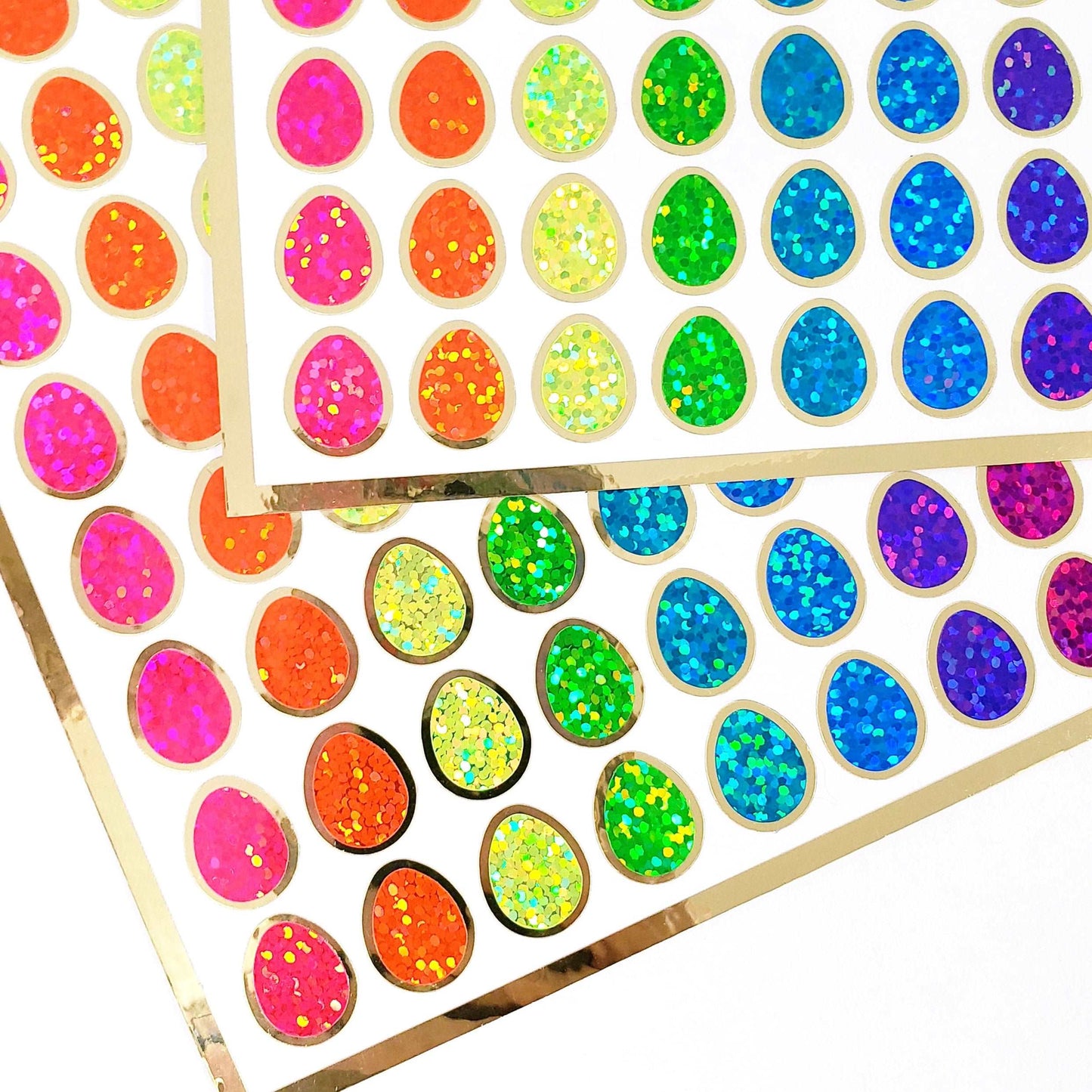 Neon and Gold Easter Egg Stickers, set of 80 small eggs for invitations, envelopes, scrapbook page embellishments, sticker gift for kids
