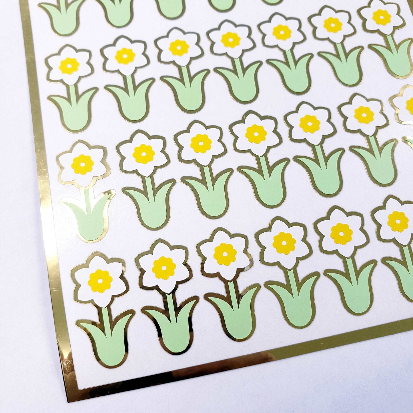 Daffodil Stickers, set of 35 flower decals for Easter, Mother's Day, Spring weddings, sticker gift for gardeners, waterproof peel and stick.