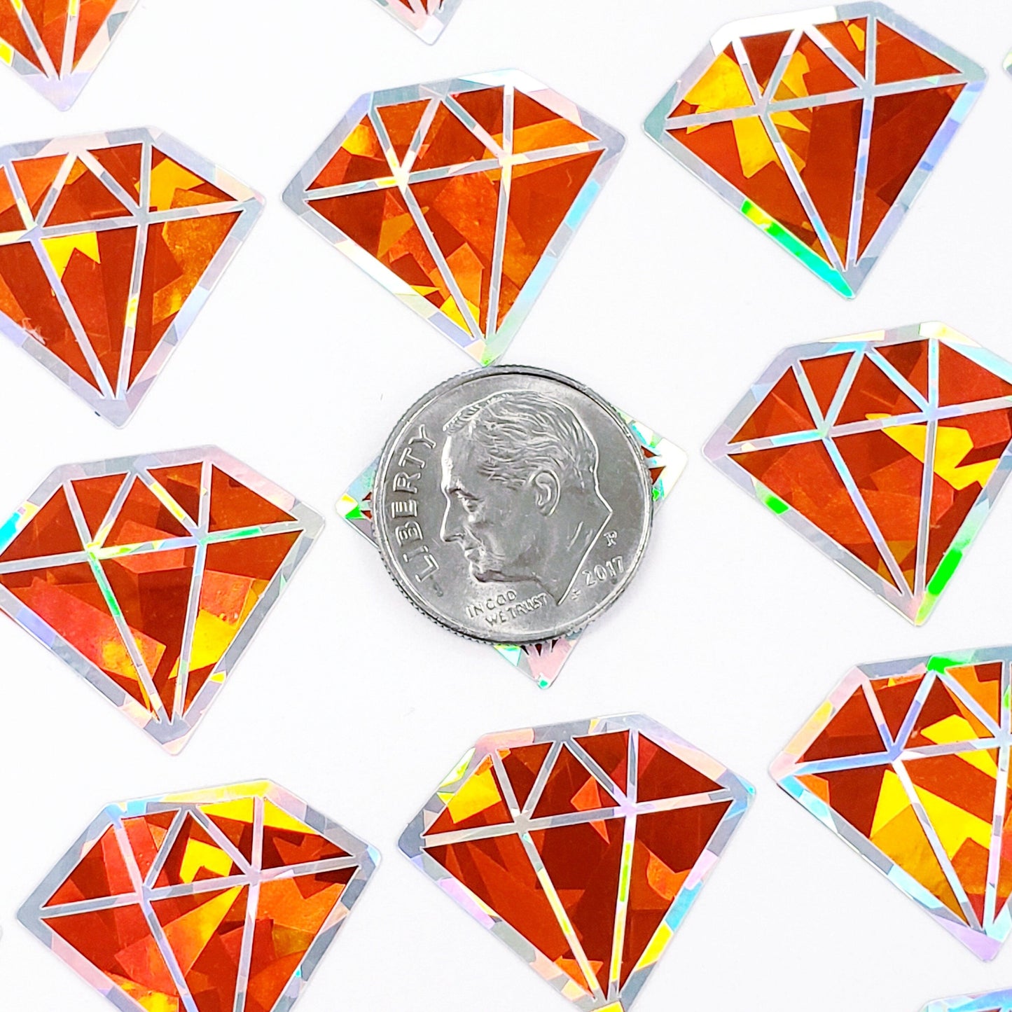 November Birthstone stickers, set of 40 small sparkly orange gemstone decals for gifts, notecards, journals and scrapbook embellishments.