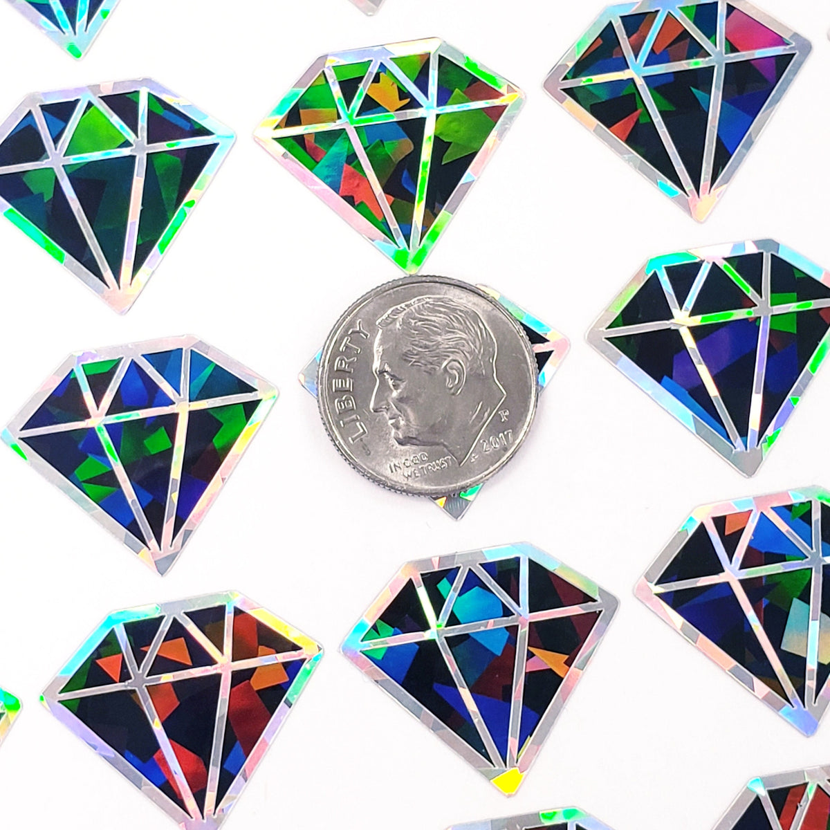 Set of 40 Black Diamond Stickers - Sparkly Gemstone Decals for Journals, Gifts & Scrapbook Embellishments
