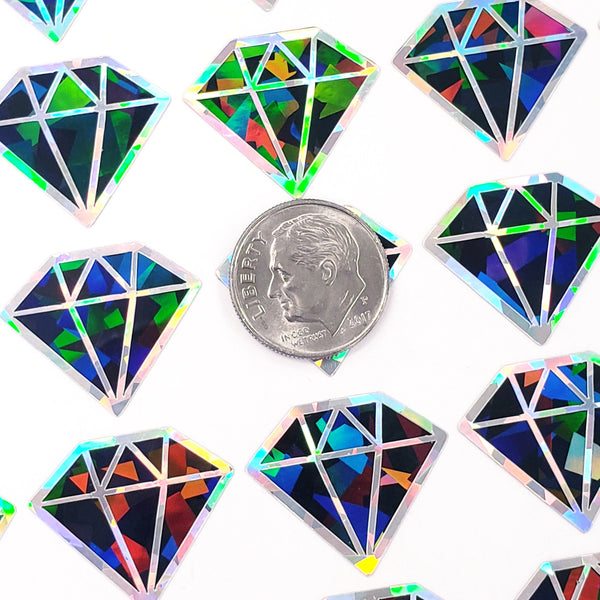 Set of 40 Black Diamond Stickers - Sparkly Gemstone Decals for Journals, Gifts & Scrapbook Embellishments