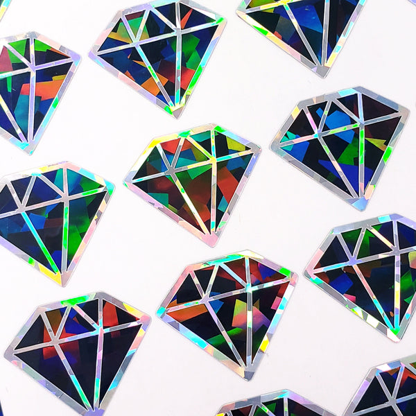 Set of 40 Black Diamond Stickers - Sparkly Gemstone Decals for Journals, Gifts & Scrapbook Embellishments