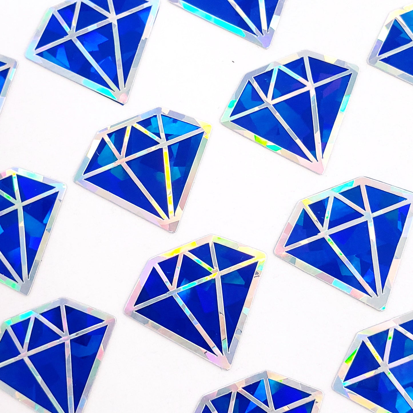 September Birthstone stickers, set of 40 small sparkly sapphire blue decals for gifts, notes, journals and scrapbook embellishments.
