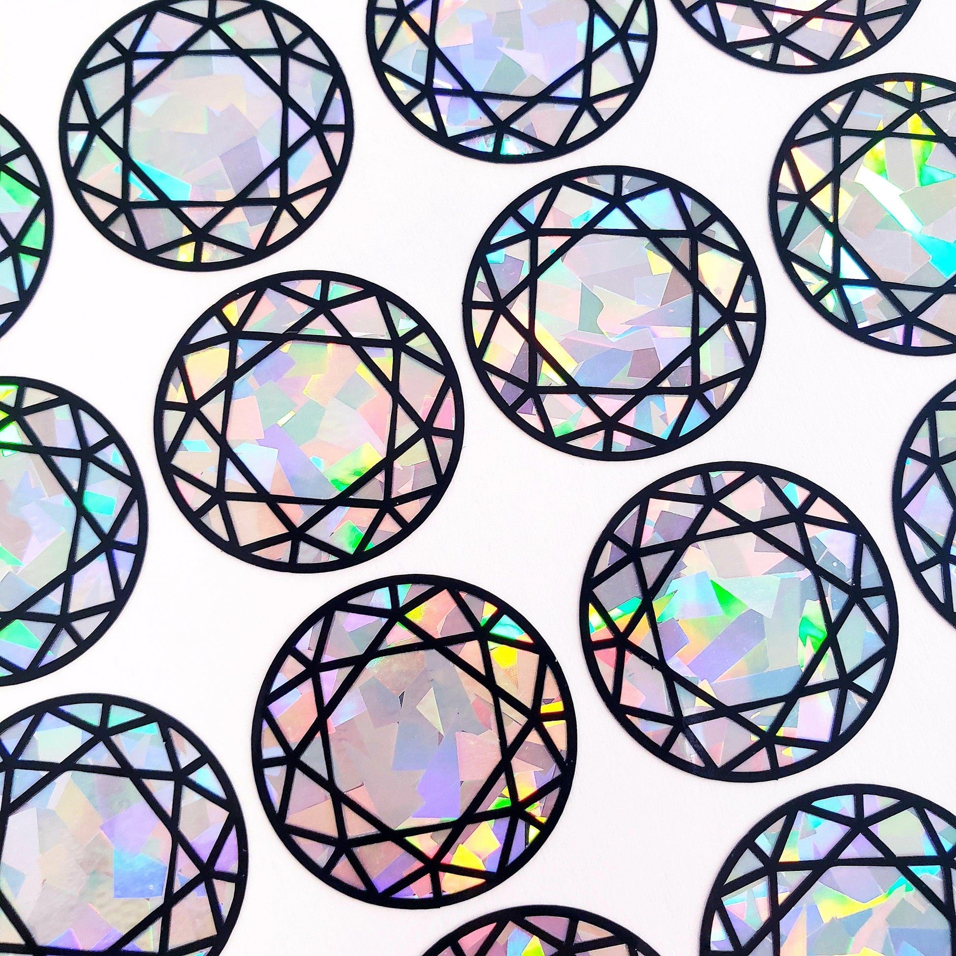April Birthstone stickers, set of 20 sparkly round white diamond gemstone decals for gifts, notecards, journals and scrapbook embellishments