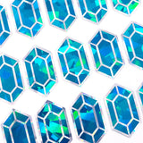 Aquamarine gemstone stickers, set of 36 small sparkly jewel shape decals for laptops, notebooks, journals. March pisces birthstone stickers