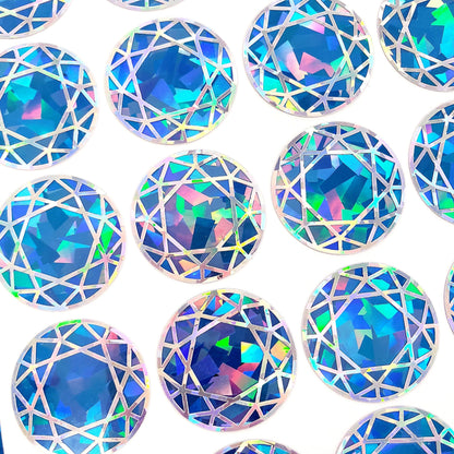 Sagittarius Birthstone stickers, set of 20 small sparkly round blue topaz gem decals for December birthdays, cards, journals and scrapbooks.