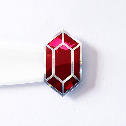 Red Diamond Sticker Bundle, set of 96 sparkly ruby gemstone stickers for July birthday, Cancer sign zodiac gift, Free shipping.