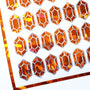 Orange Diamond Sticker Bundle, set of 96 sparkly faux citron gemstone stickers for November birthday, Scorpio zodiac gift, Free shipping.