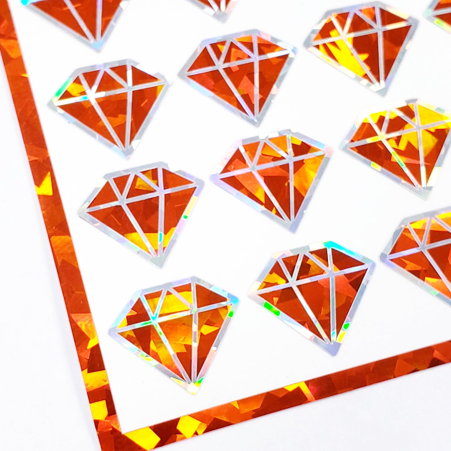 Orange Diamond Sticker Bundle, set of 96 sparkly faux citron gemstone stickers for November birthday, Scorpio zodiac gift, Free shipping.