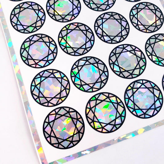 Diamond Sticker Bundle, set of 96 sparkly faux white diamond gemstone stickers for April birthday, Aries the ram zodiac gift, Free shipping.