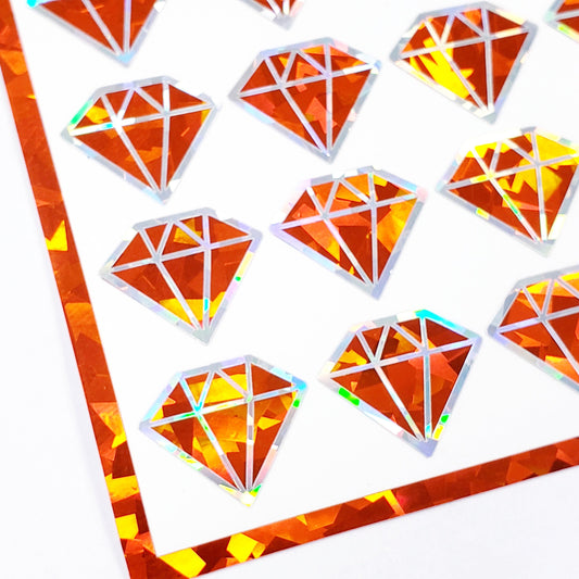 November Birthstone stickers, set of 40 small sparkly orange gemstone decals for gifts, notecards, journals and scrapbook embellishments.