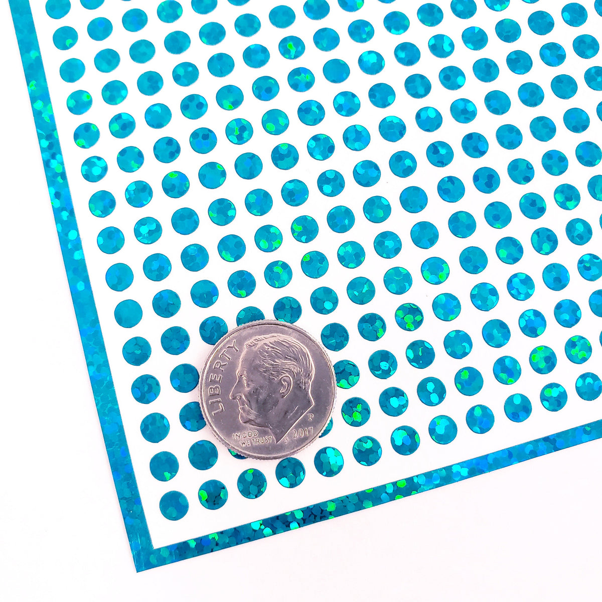 Extra Small Teal Glitter Dot Stickers. Set of 750 micro sized turquoise dots for journals, planners, goal trackers, calendars and crafts.