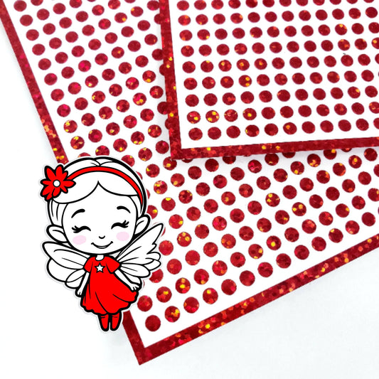 Extra Small Red Glitter Dot Stickers. Set of 750 micro sized red dots for daily journals, planners, period trackers, calendars and crafts.