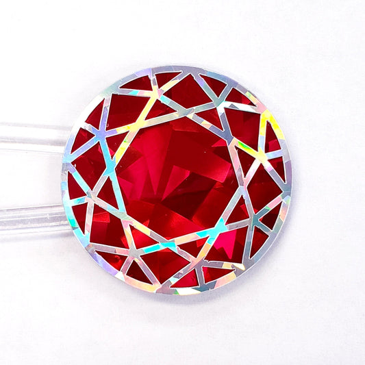 July Birthstone stickers, set of 20 small sparkly round red ruby gemstone decals for gifts, notecards, journals and scrapbook embellishments