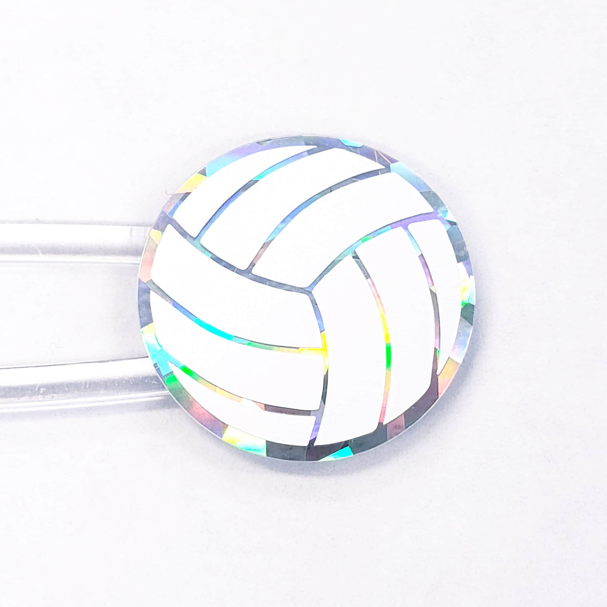 Volleyball Stickers, set of 48 white and silver glitter stickers for kids team sports, volleyball birthday party decor, waterproof.