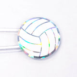 Volleyball Stickers, set of 48 white and silver glitter stickers for kids team sports, volleyball birthday party decor, waterproof.