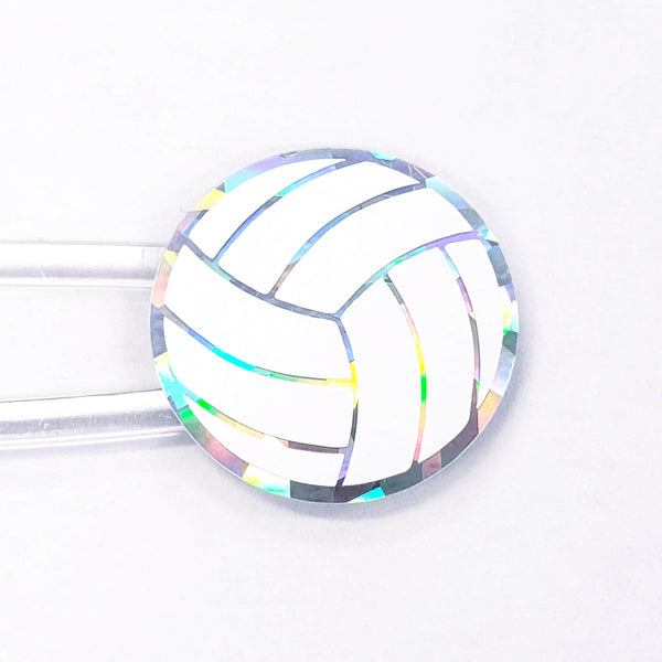 Volleyball Stickers, set of 48 white and silver glitter stickers for kids team sports, volleyball birthday party decor, waterproof.