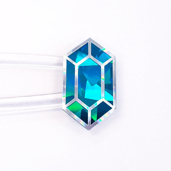 Aquamarine gemstone stickers, set of 36 small sparkly jewel shape decals for laptops, notebooks, journals. March pisces birthstone stickers