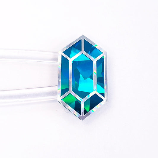 Aquamarine gemstone stickers, set of 36 small sparkly jewel shape decals for laptops, notebooks, journals. March pisces birthstone stickers