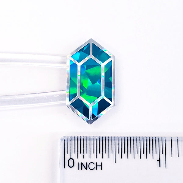 Aquamarine gemstone stickers, set of 36 small sparkly jewel shape decals for laptops, notebooks, journals. March pisces birthstone stickers