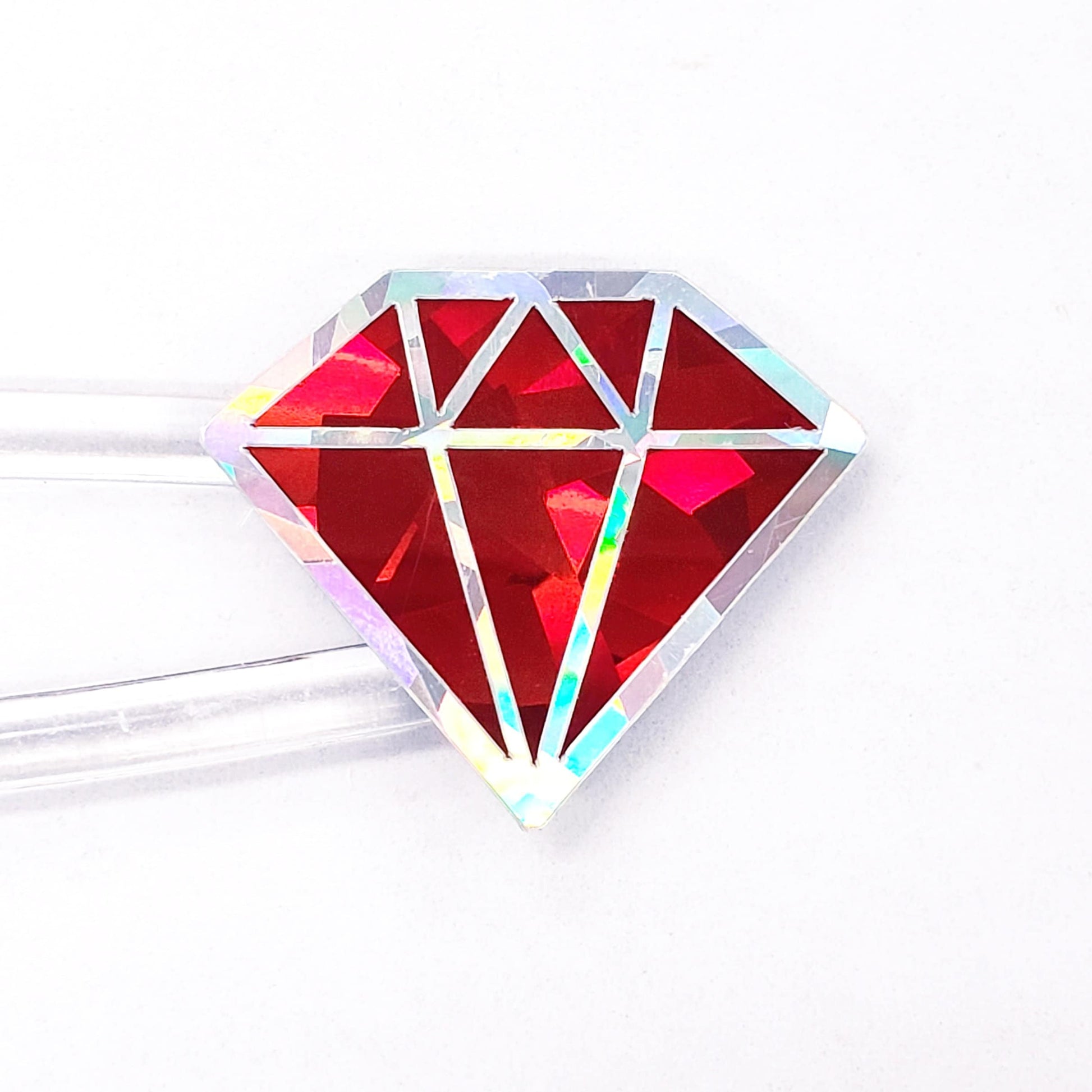 Red Diamond Sticker Bundle, set of 96 sparkly ruby gemstone stickers for July birthday, Cancer sign zodiac gift, Free shipping.