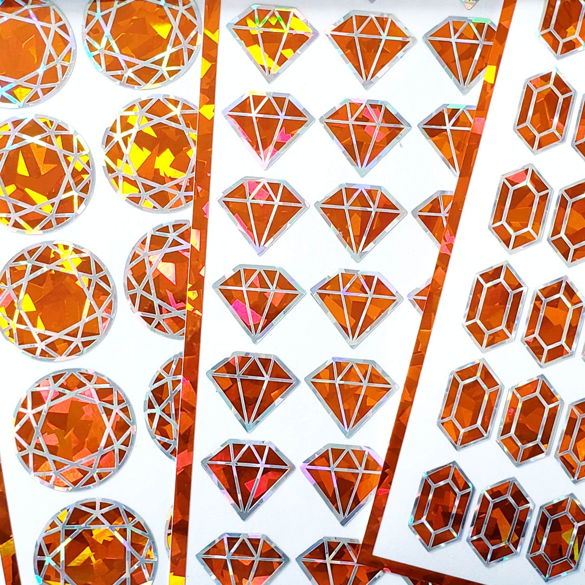 Orange Diamond Sticker Bundle, set of 96 sparkly faux citron gemstone stickers for November birthday, Scorpio zodiac gift, Free shipping.