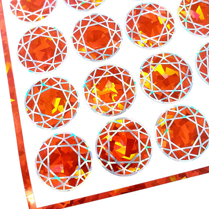 Orange Diamond Sticker Bundle, set of 96 sparkly faux citron gemstone stickers for November birthday, Scorpio zodiac gift, Free shipping.
