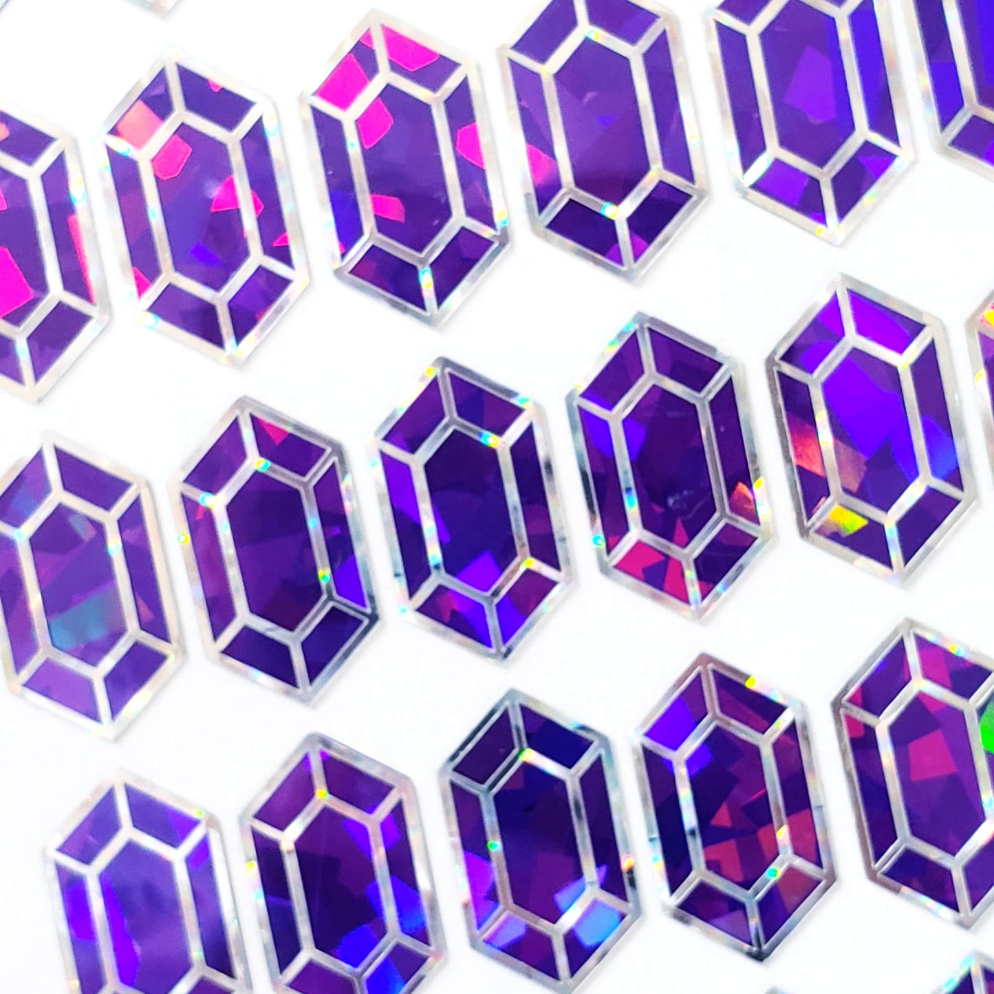 Purple Diamond Sticker Bundle, set of 96 sparkly faux amethyst gemstone stickers for February birthday, Aquarius zodiac gift, Free shipping.