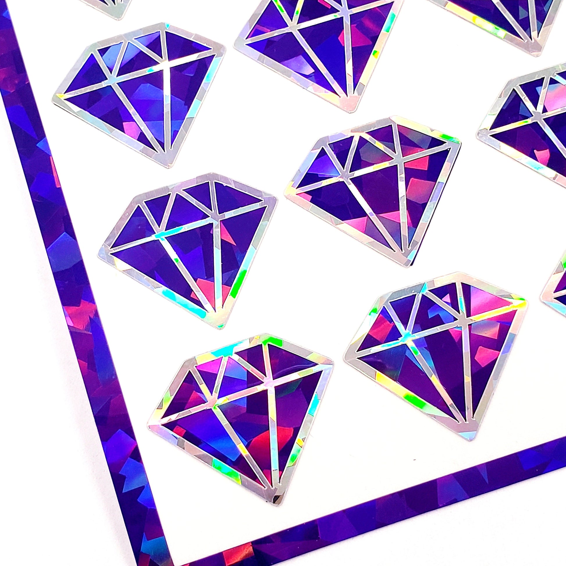 Purple Diamond Sticker Bundle, set of 96 sparkly faux amethyst gemstone stickers for February birthday, Aquarius zodiac gift, Free shipping.