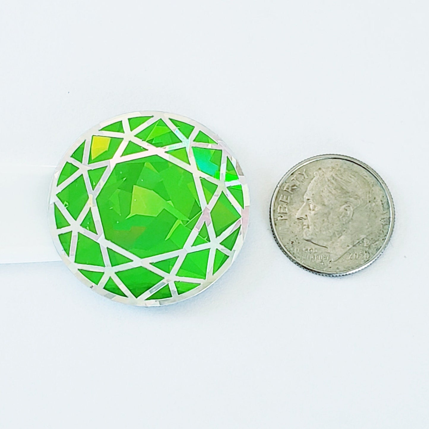 Green Crystal Stickers, set of 20 sparkly green peridot gems, round diamond stickers for August birthday, Virgo zodiac gift, Free shipping.