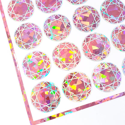 Pink Diamond Sticker Bundle, set of 96 sparkly light pink crystal birthstone stickers for October birthday, Libra zodiac gift.